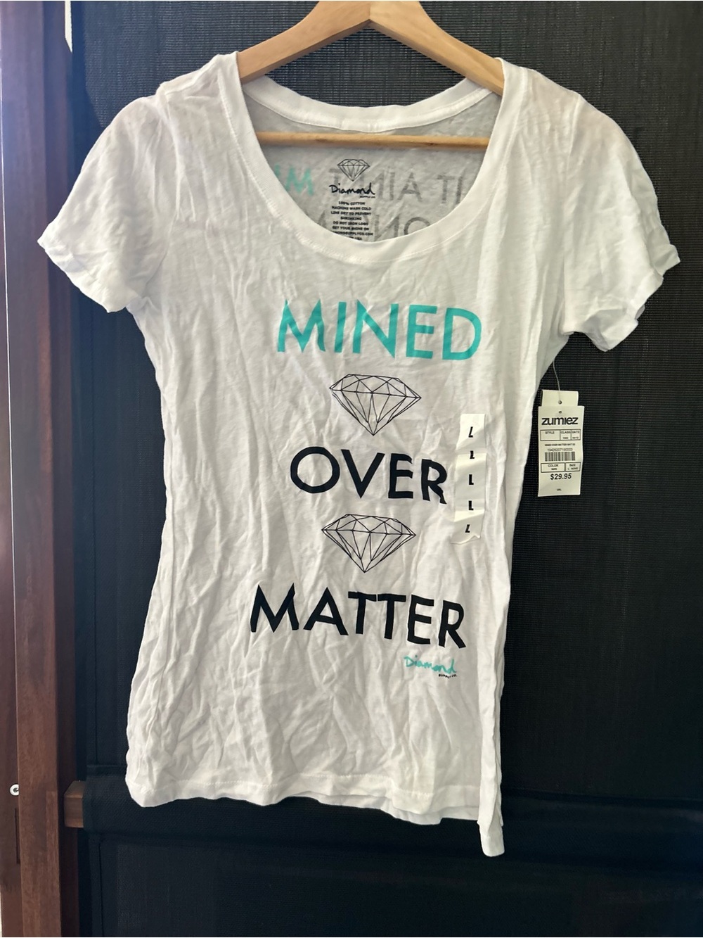 Diamond Supply Co. White Short-Sleeve Tee with Teal & Black Graphic